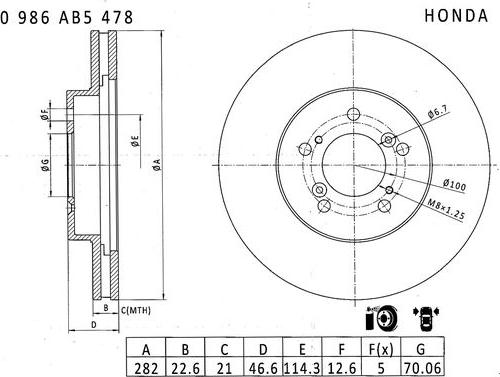 BOSCH 0 986 AB5 478 - Bremžu diski autodraugiem.lv