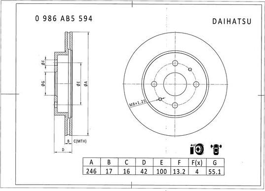 BOSCH 0 986 AB5 594 - Bremžu diski autodraugiem.lv