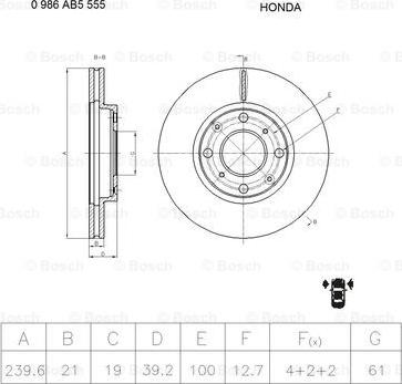 BOSCH 0 986 AB5 555 - Bremžu diski autodraugiem.lv