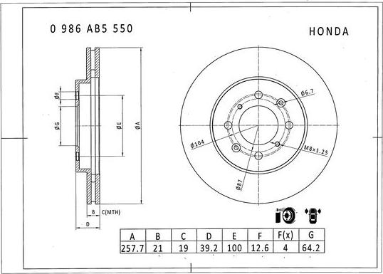 BOSCH 0 986 AB5 550 - Bremžu diski autodraugiem.lv