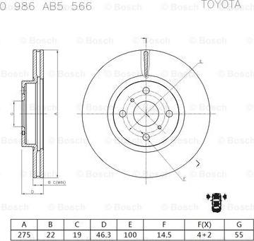 BOSCH 0 986 AB5 566 - Bremžu diski autodraugiem.lv