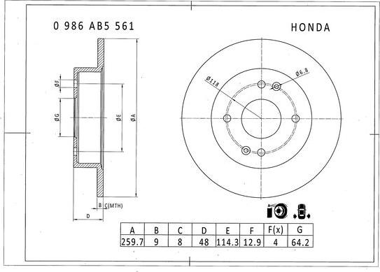 BOSCH 0 986 AB5 561 - Bremžu diski autodraugiem.lv