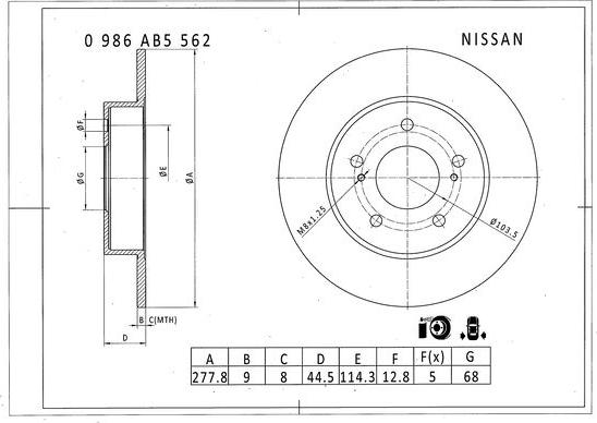 BOSCH 0 986 AB5 562 - Bremžu diski autodraugiem.lv