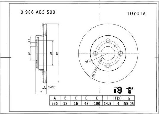 BOSCH 0 986 AB5 500 - Bremžu diski autodraugiem.lv