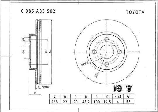 BOSCH 0 986 AB5 502 - Bremžu diski autodraugiem.lv