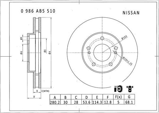 BOSCH 0 986 AB5 510 - Bremžu diski autodraugiem.lv