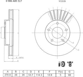 BOSCH 0 986 AB5 517 - Bremžu diski autodraugiem.lv