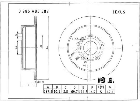 BOSCH 0 986 AB5 588 - Bremžu diski autodraugiem.lv