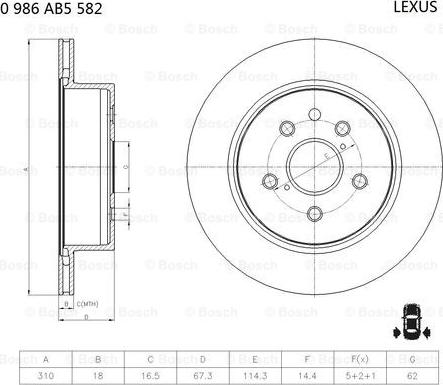 BOSCH 0 986 AB5 582 - Bremžu diski autodraugiem.lv