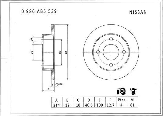 BOSCH 0 986 AB5 539 - Bremžu diski autodraugiem.lv
