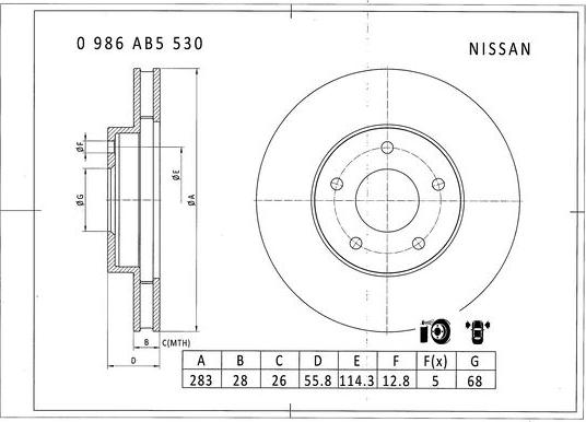 BOSCH 0 986 AB5 530 - Bremžu diski autodraugiem.lv