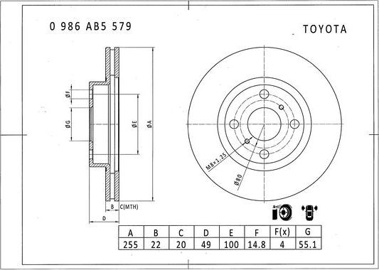 BOSCH 0 986 AB5 579 - Bremžu diski autodraugiem.lv