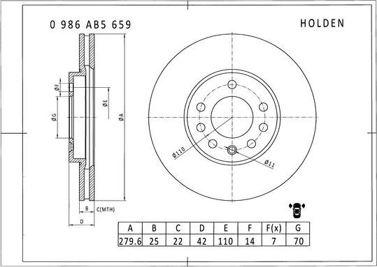 BOSCH 0 986 AB5 659 - Bremžu diski autodraugiem.lv