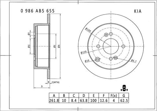 BOSCH 0 986 AB5 655 - Bremžu diski autodraugiem.lv