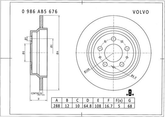 BOSCH 0 986 AB5 676 - Bremžu diski autodraugiem.lv