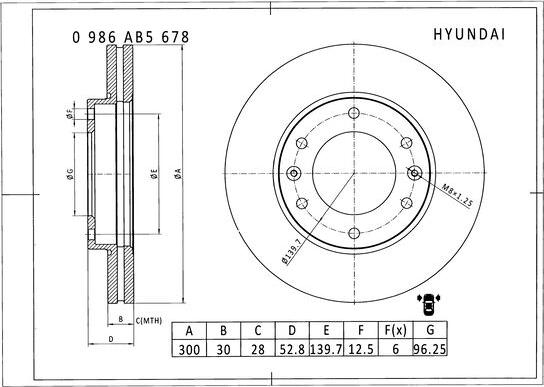 BOSCH 0 986 AB5 678 - Bremžu diski autodraugiem.lv