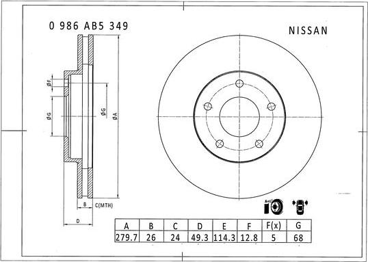 BOSCH 0 986 AB5 349 - Bremžu diski autodraugiem.lv