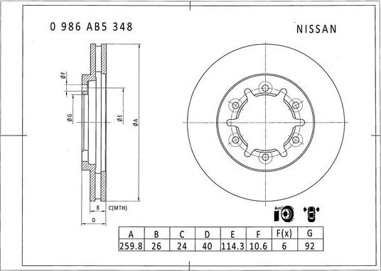 BOSCH 0 986 AB5 348 - Bremžu diski autodraugiem.lv