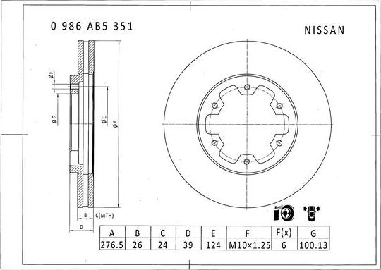 BOSCH 0 986 AB5 351 - Bremžu diski autodraugiem.lv