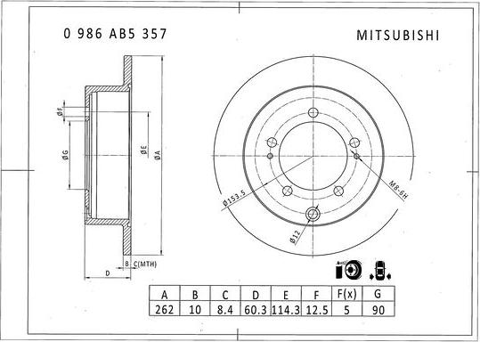 BOSCH 0 986 AB5 357 - Bremžu diski autodraugiem.lv