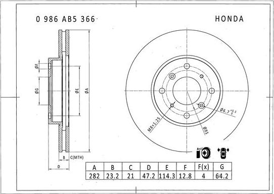 BOSCH 0 986 AB5 366 - Bremžu diski autodraugiem.lv