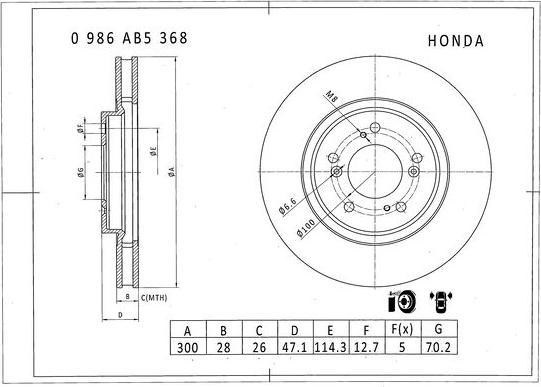 BOSCH 0 986 AB5 368 - Bremžu diski autodraugiem.lv