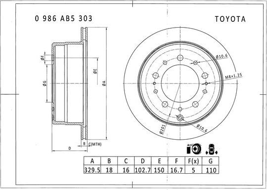 BOSCH 0 986 AB5 303 - Bremžu diski autodraugiem.lv