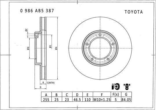 BOSCH 0 986 AB5 387 - Bremžu diski autodraugiem.lv