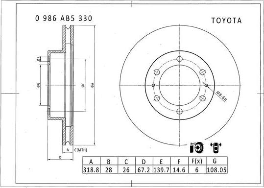 BOSCH 0 986 AB5 330 - Bremžu diski autodraugiem.lv