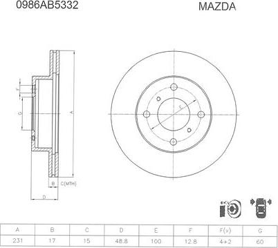 BOSCH 0 986 AB5 332 - Bremžu diski autodraugiem.lv