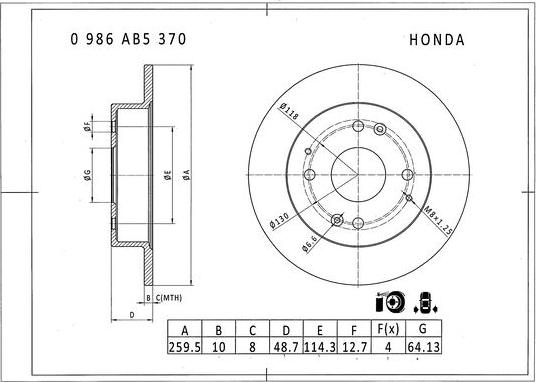 BOSCH 0 986 AB5 370 - Bremžu diski autodraugiem.lv