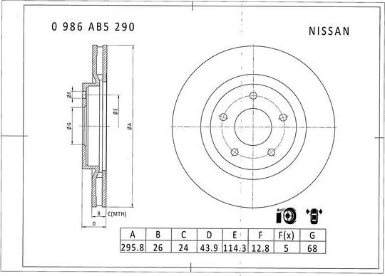 BOSCH 0 986 AB5 290 - Bremžu diski autodraugiem.lv