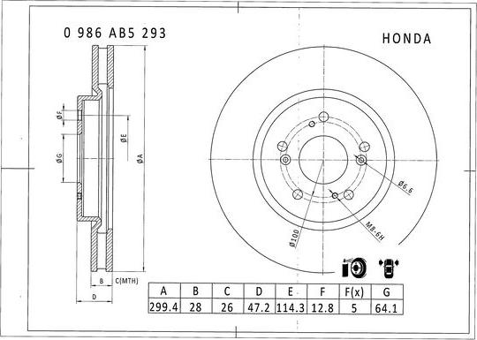 BOSCH 0 986 AB5 293 - Bremžu diski autodraugiem.lv