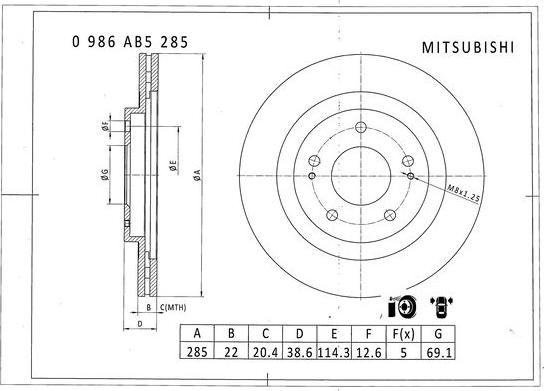 BOSCH 0 986 AB5 285 - Bremžu diski autodraugiem.lv