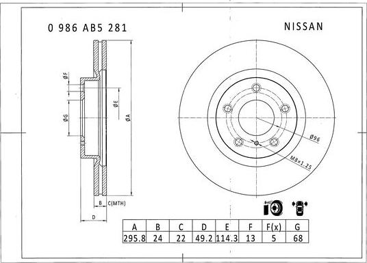 BOSCH 0 986 AB5 281 - Bremžu diski autodraugiem.lv