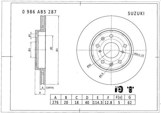 BOSCH 0 986 AB5 287 - Bremžu diski autodraugiem.lv