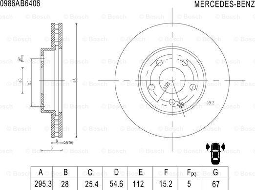 BOSCH 0 986 AB6 406 - Bremžu diski autodraugiem.lv