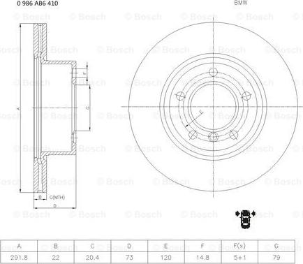 BOSCH 0 986 AB6 410 - Bremžu diski autodraugiem.lv