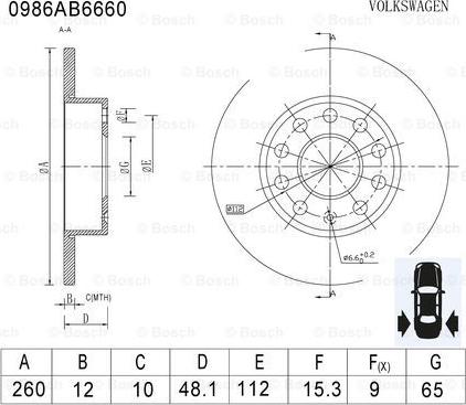 BOSCH 0 986 AB6 660 - Bremžu diski autodraugiem.lv