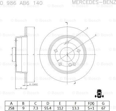 BOSCH 0 986 AB6 140 - Bremžu diski autodraugiem.lv