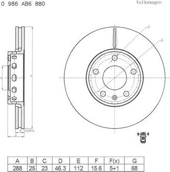 BOSCH 0 986 AB6 880 - Bremžu diski autodraugiem.lv