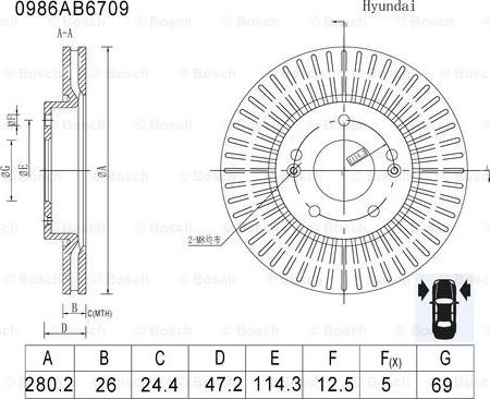 BOSCH 0 986 AB6 709 - Bremžu diski autodraugiem.lv