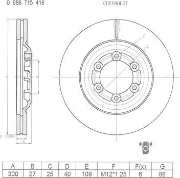 BOSCH 0 986 T15 416 - Bremžu diski autodraugiem.lv