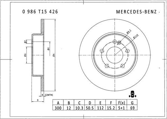 BOSCH 0 986 T15 426 - Bremžu diski autodraugiem.lv