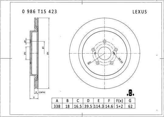 BOSCH 0 986 T15 423 - Bremžu diski autodraugiem.lv