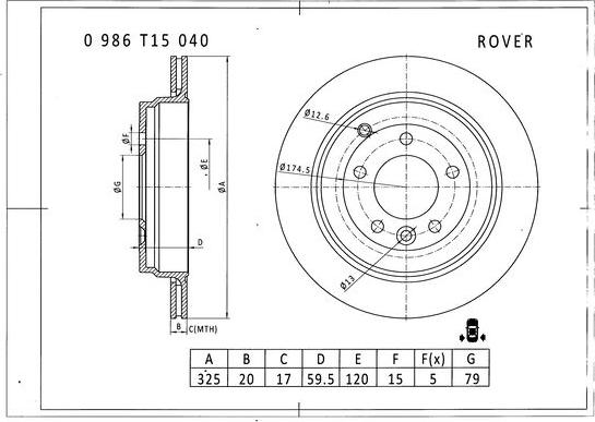 BOSCH 0 986 T15 040 - Bremžu diski autodraugiem.lv