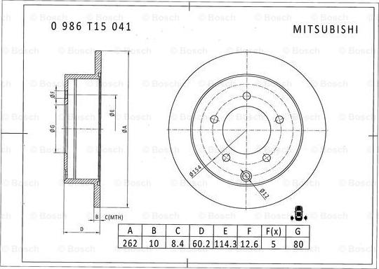 BOSCH 0 986 T15 041 - Bremžu diski autodraugiem.lv