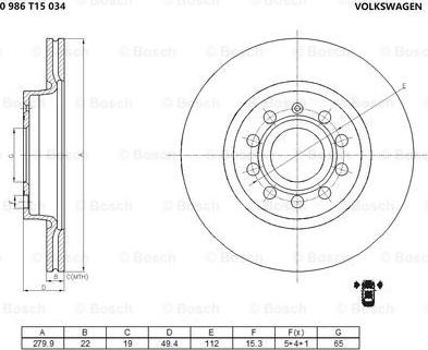 BOSCH 0 986 T15 034 - Bremžu diski autodraugiem.lv