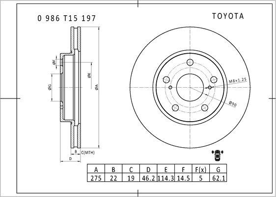 BOSCH 0 986 T15 197 - Bremžu diski autodraugiem.lv