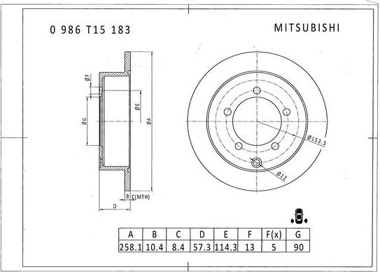 BOSCH 0 986 T15 183 - Bremžu diski autodraugiem.lv